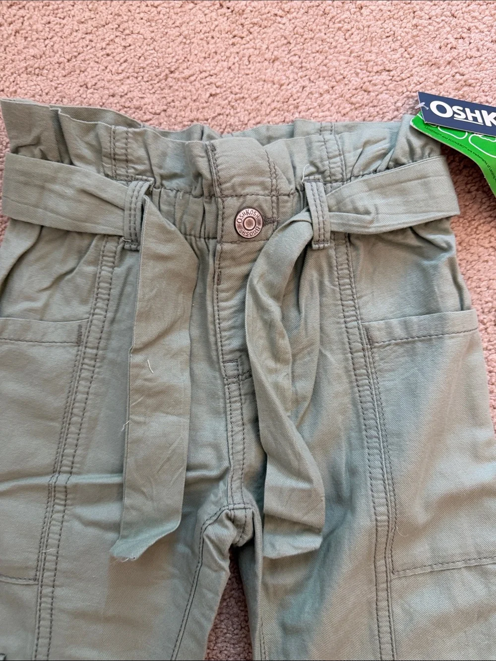 OshKosh B'gosh Olive Tie-Waist Cargo Pants for Kids